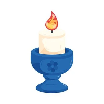 Illustration of burning candle in holder Stock Illustration