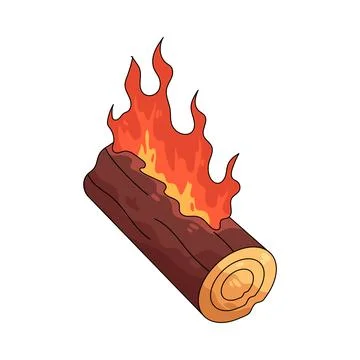 Illustration of burning log Stock Illustration