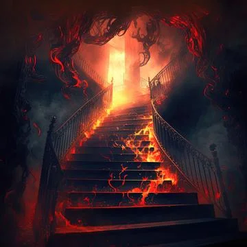 Illustration of burning stairs to the hell Stock Illustration