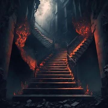 Illustration of burning stairs to the hell Stock Illustration