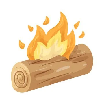Illustration of burning wood log Stock Illustration