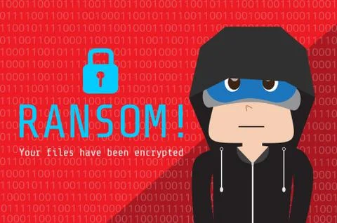Illustration of business data has been encrypted by ransom ware and hacker Stock Illustration