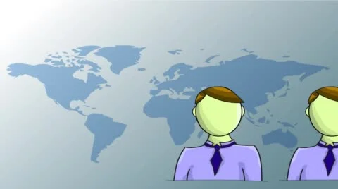 Illustration of businessman on world map Stock Footage 43598144