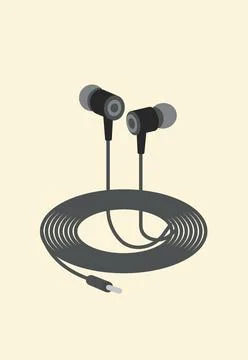 Illustration cable earphone unique design isolated abstract Illustrazione stock