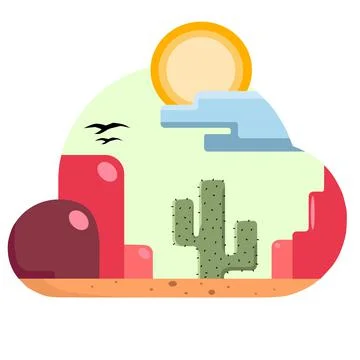 Illustration of a Cactus in the Desert Stock Illustration