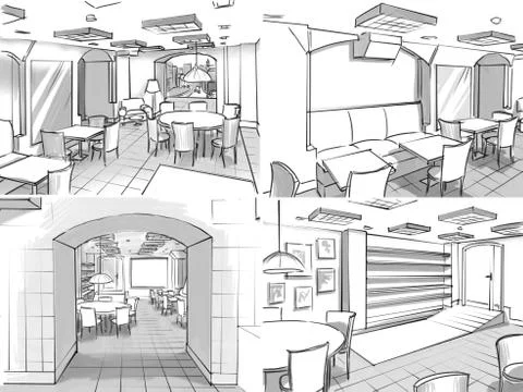 Illustration of a cafe interior Stock Illustration