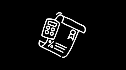 Illustration of a calculator and a rolled-up document with a percentage sym.. Stock Footage 320022965