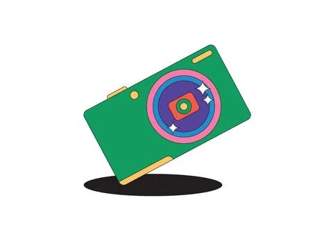 Illustration camera bold retro vibrant unique design isolated Stock-Illustration