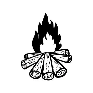Illustration of camp fire on white background. Design element for menu, poste Stock Illustration