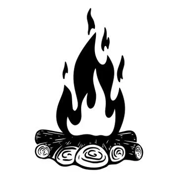 Illustration of camp fire on white background. Design element for menu, poste Stock Illustration