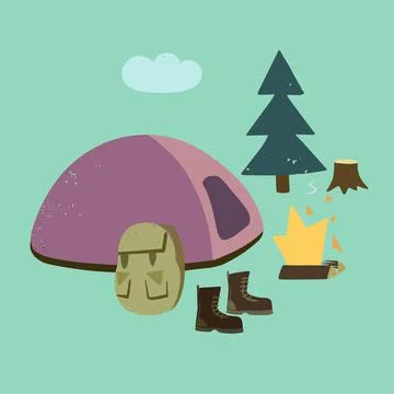 CAMP clipart, camping digital clipart, light, tent, fire, camping supplies