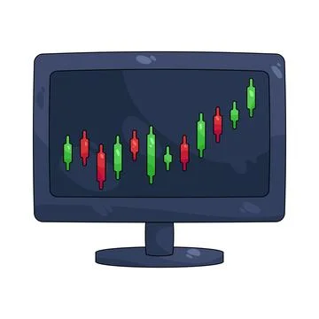 Illustration of candlestick chart on a computer screen Stock Illustration