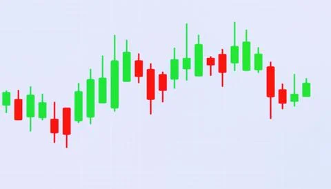 Illustration of a candlestick chart showing how a price goes up and down. Stock Illustration