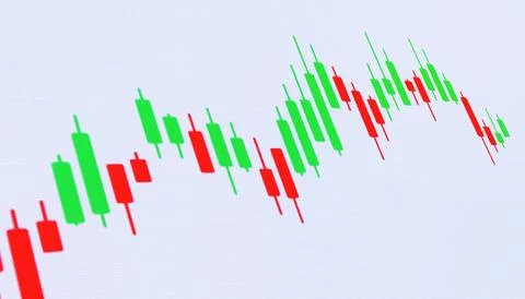 Illustration of a candlestick chart showing how a price goes up and down. Stock Illustration