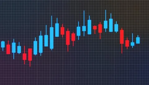 Illustration of a candlestick chart showing how a price goes up and down. Stock Illustration
