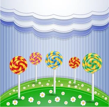 Illustration with candy. Illustrazione stock