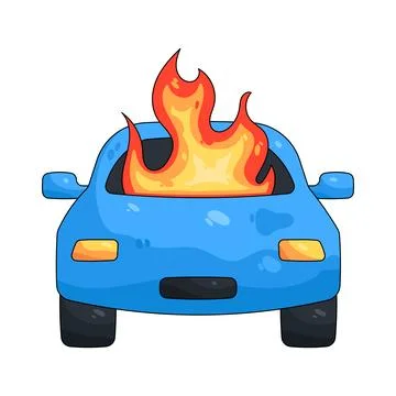 Illustration of car engine on fire Stock Illustration