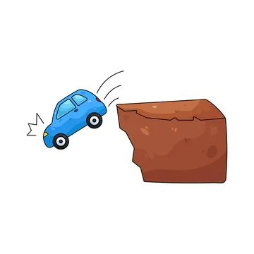 Illustration of car falling off cliff Stock Illustration