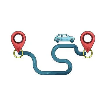Illustration of Car route navigation Stock-Illustration