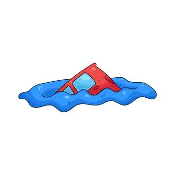 Illustration of car sinking in water Stock Illustration
