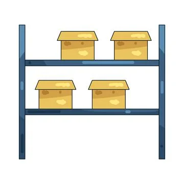 Illustration of Cardboard boxes on a shelf Stock Illustration