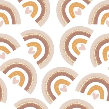 Illustration cartoon seamless pattern rainbow orange brown colors on a white Stock Illustration