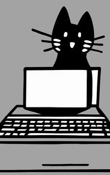 Illustration of cat with loptop Stock Illustration