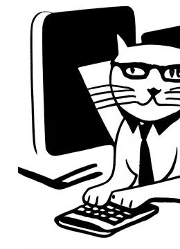 Illustration of cat with loptop Stock Illustration