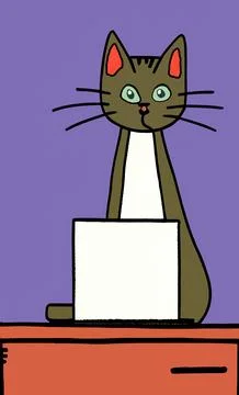 Illustration of cat with loptop Stock Illustration