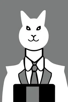 Illustration of cat with loptop Stock Illustration