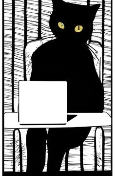 Illustration of cat with loptop Stock Illustration