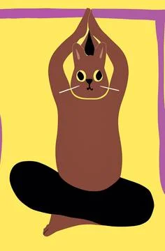 Illustration of cat practicing yoga Stock Illustration
