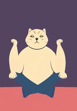 Illustration of cat practicing yoga Stock Illustration