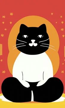 Illustration of cat practicing yoga Stock Illustration