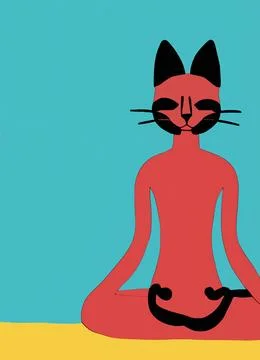 Illustration of cat practicing yoga Stock Illustration