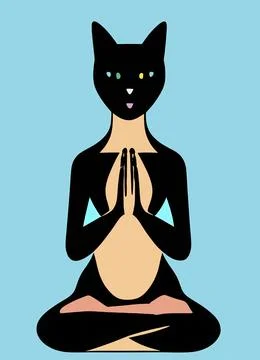 Illustration of cat practicing yoga Stock Illustration