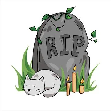 Illustration of cat under the grave Illustrazione stock