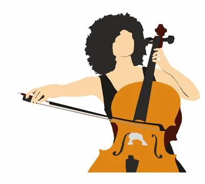  illustration of a cello player	 Stock Illustration