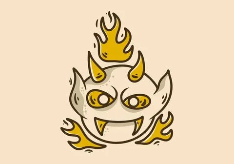 Illustration character design of devil head 스톡 일러스트