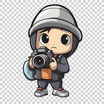  illustration of a character holding a camera Stock Illustration