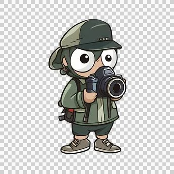  illustration of a character holding a camera Stock Illustration