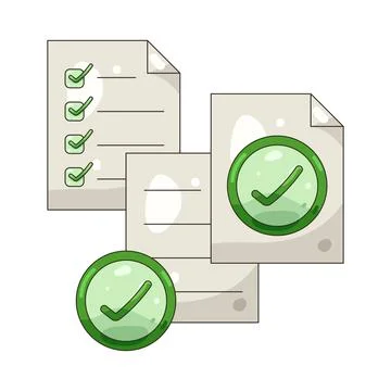 Illustration of checklist and approval Stock Illustration
