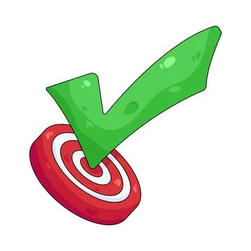 Illustration of checkmark on a target 스톡 일러스트