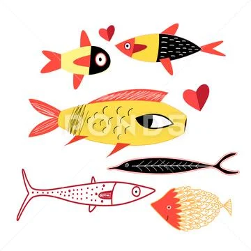 Illustration of a cheerful bright fish Stock Illustration