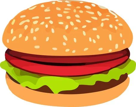 Illustration of a Cheeseburger on a white background. Stock Illustration