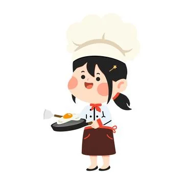 Illustration of a Chef with Fried Egg Stock Illustration