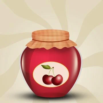 Illustration of cherries jam Stock Illustration