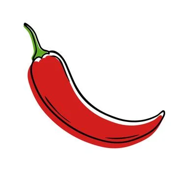Illustration of a chilli peper in a linear style. Stock Illustration