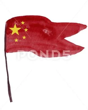 Illustration of the Chinese flag on a white background. Stock Illustration