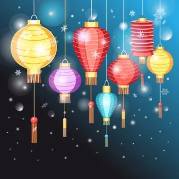 Illustration Chinese lanterns Stock Illustration